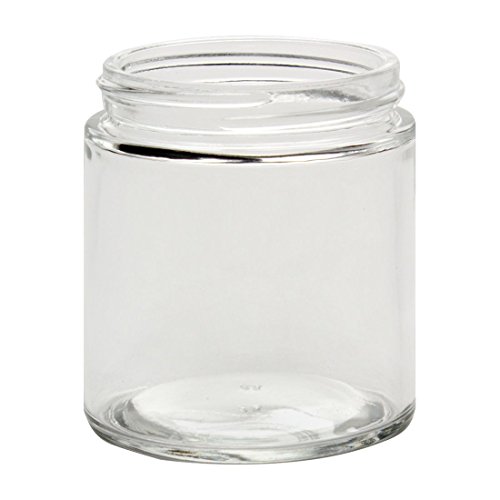 Product Cover North Mountain Supply 4 Ounce Clear Glass Straight Sided 58mm Mason Canning Jars - with Lids - Case of 24 - White Metal Lids