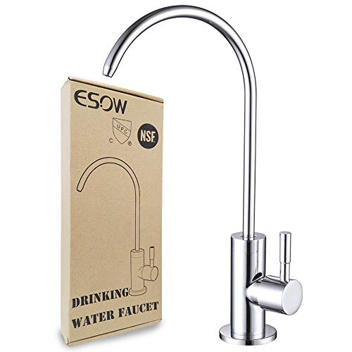 Product Cover ESOW Kitchen Water Filter Faucet, 100% Lead-Free Drinking Water Faucet Fits most Reverse Osmosis Units or Water Filtration System in Non-Air Gap, Stainless Steel 304 Body Polished Chrome Finish