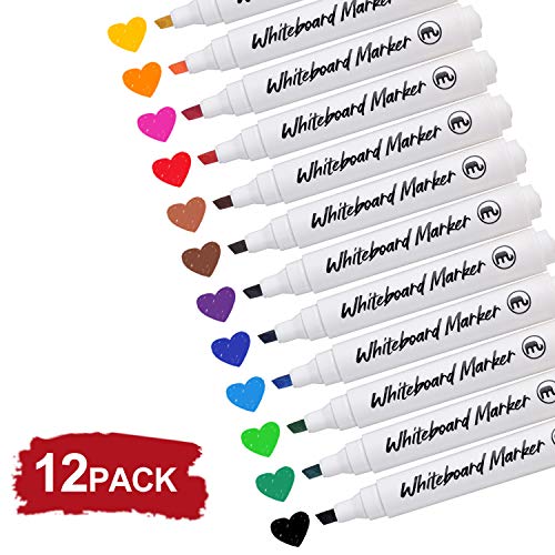 Product Cover [12 Pack]Dry Erase Markers, DealKits Low-Odor Assorted Colors Whiteboard Markers Bulk for Kids, Classrooms Office Home Glassboard Dry Erase White Board Mirror Activity Workbook - Chisel Tip