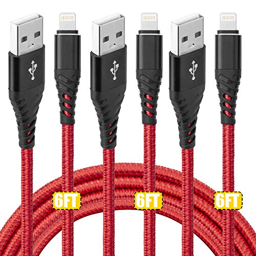 Product Cover CyvenSmart Long Iphone charger cable 6 ft 3Pack, Lightning Cable 6ft Date Sync iPhone Charging Cord for iPhone X /8/8 Plus/7/7 Plus/6/6s Plus/5s/5,iPad