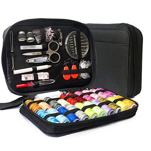 Product Cover LifeMaster Travel Sewing Repair KIT, Set w/Over 100 Supplies & 24-Color Threads & Needles | Compact, Portable Mini Mending Button Sew Kits - Sowing Accessories Easy to Use for Adults & Beginners