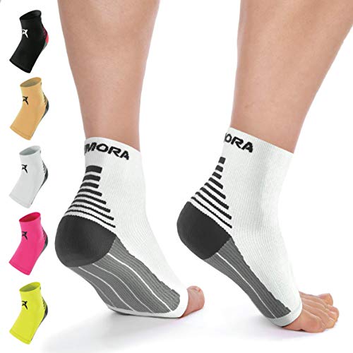 Product Cover Rymora Plantar Fasciitis Sock Foot Compression Sleeves for Men/Women (Pair, White, L)