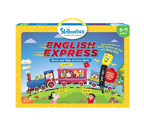 Product Cover Skillmatics Educational Game: English Express (6-9 Years) | Erasable and Reusable Activity Mats with 2 Dry Erase Markers | Learning Tools for Boys and Girls 6, 7, 8, 9 Years