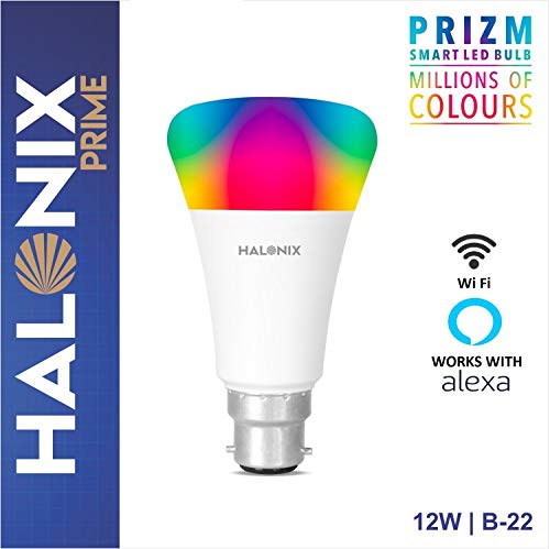 Product Cover Halonix Prime Prizm Smart 12W Base B22 Wi-Fi LED Bulb, Compatible with Amazon Alexa & Google Assistant