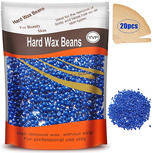 Product Cover Hard Wax Beans for Painless Hair Removal, Brazilian Waxing for Face, Eyebrow, Back, Chest, Bikini Areas, Legs At Home 300g (10 Oz)/bag with 20pcs Wax Spatulas（Chamomile)