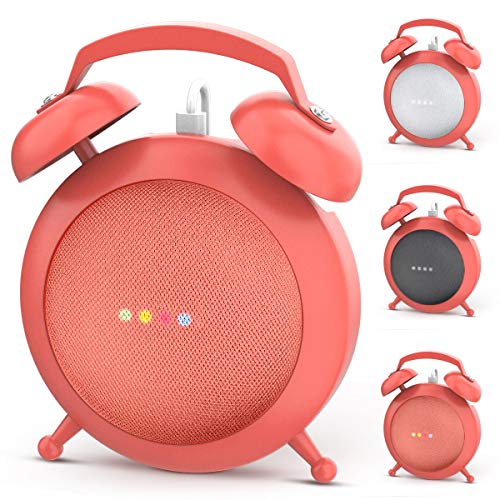 Product Cover Google Home Mini Stand Holder, Retro Alarm Clock Stand Mount Base Protective Case Compatible with Google Home Mini and Nest Mini(Orange)