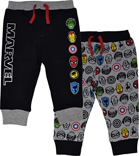 Product Cover Marvel Avengers Baby Boys 2 Pack Jogger Pants Drawstring Black Grey 3-6 Months