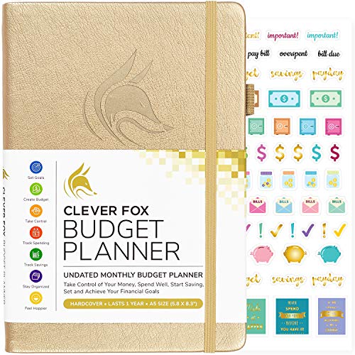 Product Cover Clever Fox Budget Planner - Expense Tracker Notebook. Monthly Budgeting Journal, Finance Planner & Accounts Book to Take Control of Your Money. Undated - Start Anytime. A5 Size Gold Hardcover