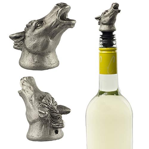 Product Cover Stainless Steel Horse Wine Pourer, Aerator and Decanter - Perfect Pour Spout for Red, White and Rose Wine, Liquor and Olive Oil!