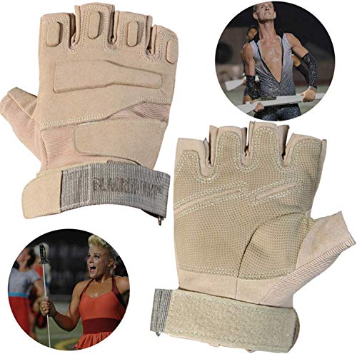 Product Cover ANDGOO Color Guard Gloves Fingerless, Light Weight and Durable Protection to Prevent Injuries and Maximize Comfort (Tan, Medium)