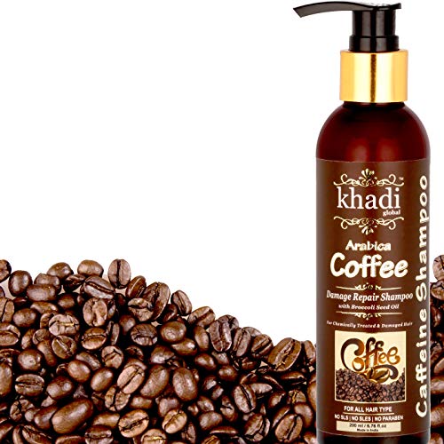 Product Cover Khadi Global Arabica Coffee Hair Growth Damage Repair Damage Control Chemically Treated Hairs Best Caffeine Shampoo with Broccoli Seed Oil, 200 ml