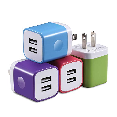 Product Cover X-EDITION USB Wall Charger, 4-Pack 2.1Amp Dual Port USB Plug Power Adapter Charging Block Compatible with Phone Xs Max Xs XR (2018) X 8 7 6S 6 Plus 5S, Pad, Samsung, LG, Motorola, Android and More