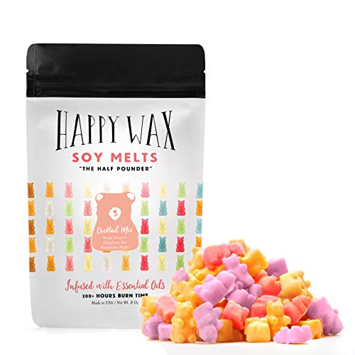 Product Cover Happy Wax New Cocktail Mix Soy Wax Melts - Scented Wax Melts Infused with Essential Oils - Cute Bear Shapes Perfect for Melting in Your Wax Warmer (Mango Daiquiri, Elderflower Gin, Watermelon Mojito)