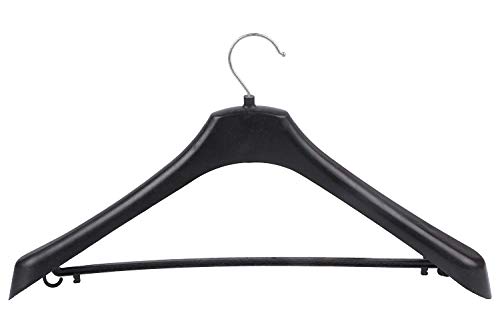 Product Cover Vrct Premium Quality Pack of 6 Heavy Duty Black Plastic Hanger with Extra Wide Shoulder for Hanging Suit, Heavy Coat, Dress and Jackets, with Anti Rust Hooks Random Coloer