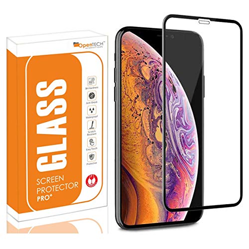Product Cover OpenTech® Edge to Edge Tempered Glass Screen Protector for Apple iPhone Xs with Installation kit (Black Color)