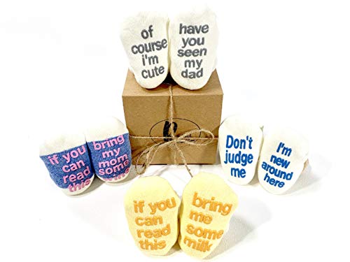 Product Cover Cute Quote Baby Socks Gift Set 4 Pair Baby Shower Gift Anti-slip Unisex Boy Girl Newborn Present 0-12 Month