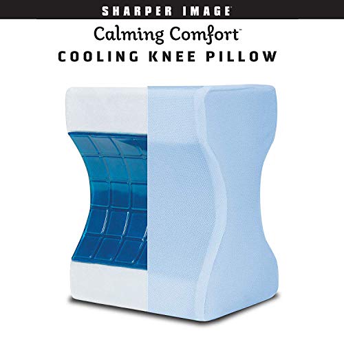 Product Cover Calming Comfort Cooling Knee Pillow by Sharper Image- Memory Foam with Cooling Gel- Helps Side Sleepers Align Spine