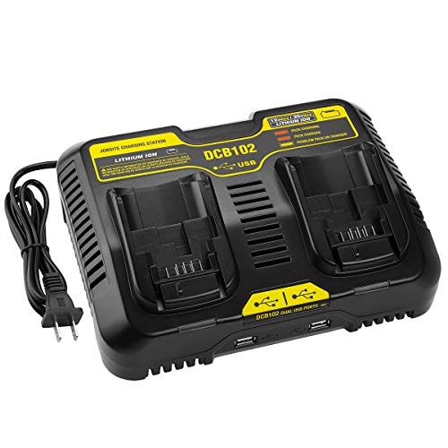 Product Cover Energup Replacement DCB102BP Charger for DEWALT 20-volt MAX Jobsite Charging Station DCB102 DCB102BP Dewalt 20v Lithium Battery DCB205-2 DCB204-2 Dewalt 20v charger