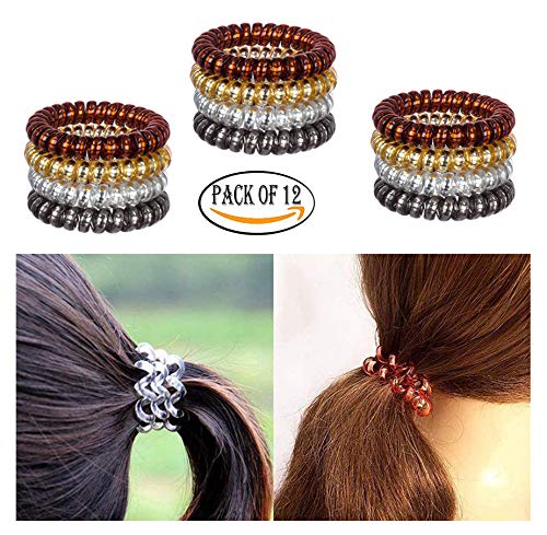 Product Cover FOK Spiral Elastic Plastic Hair Tie Rubber Bands for Women (Random Colour) -12 Pieces