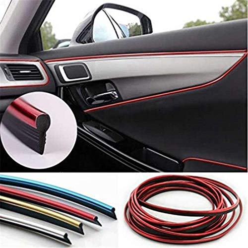 Product Cover AutoBizarre Metallic Red Chrome Interior Decoration Beading, Flexible Styling PVC Moulding Trim Strip (5 Meters) Car Beading Roll