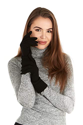 Product Cover Manio Cashmere Women's 100% Cashmere Knitted Gloves Pure Soft Comfortable With Ribbed Cuffed
