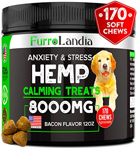 Product Cover FurroLandia Hemp Calming Treats for Dogs - 170 Soft Chews - Made in USA - Hemp Oil for Dogs - Dog Anxiety Relief - Natural Calming Aid - Stress - Fireworks - Storms - Aggressive Behavior