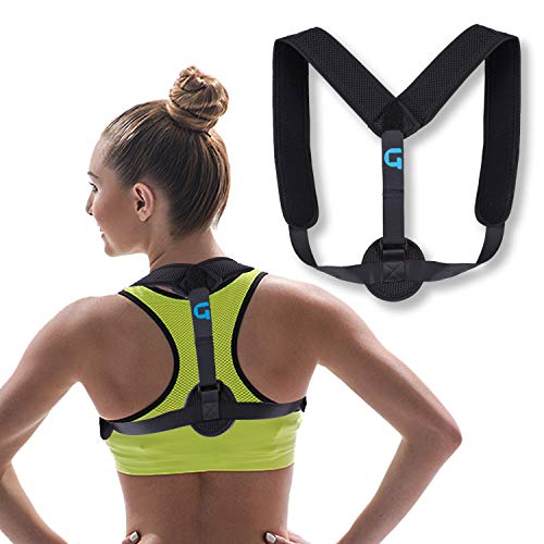 Product Cover Granduxe Posture Corrector for Women - Upper Back Brace Posture Corrector for Men & Women. Provides Back Support to Lumbar for Back Pain Relief. Invisible Under Clothes.