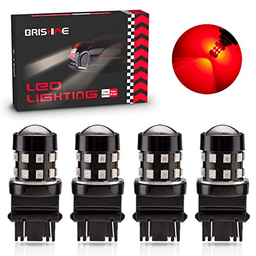 Product Cover BRISHINE 4-Pack Super Bright 3157 3156 3057 4057 3157K LED Bulbs Brilliant Red 9-30V Non-Polarity 24-SMD LED Chipsets with Projector for Brake Tail Lights, Turn Signal Lights