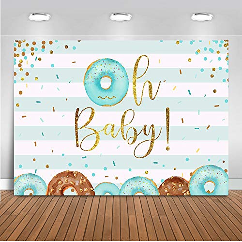 Product Cover Mocsicka Donut Baby Shower Backdrop Boy Donut Party Background 7x5ft Vinyl Donut up Baby Shower Banner Backdrops