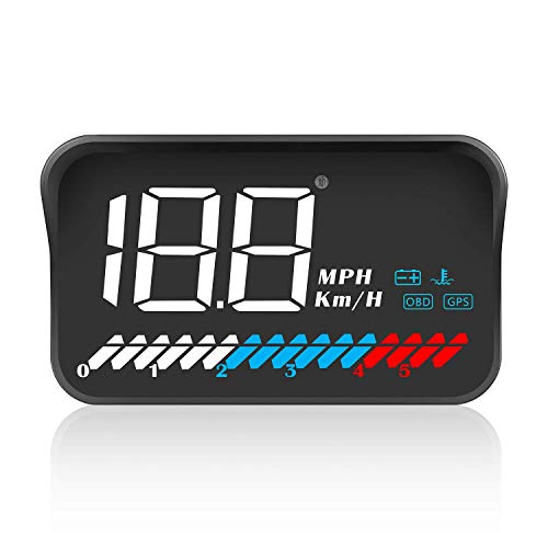 Product Cover ACECAR Car Universal Dual System HUD Head Up Display OBD II/GPS Interface,Vehicle Speed MPH KM/h,Engine RPM,OverSpeed Warning,Mileage Measurement,Water Temperature,Voltage