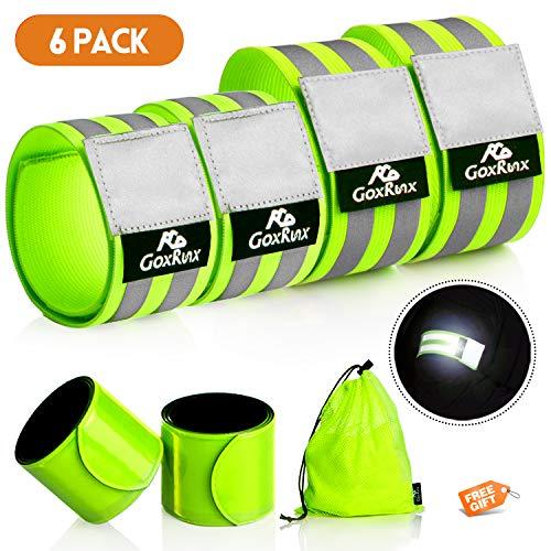 Product Cover GoxRunx Reflective Bands Running Gear 6 Pack-Adjustable Reflective Armband Arm Wrist Ankle Leg Bands Reflectors -Reflective Tape Straps for Clothing Night Running Cycling Walking -Slap Bracelets