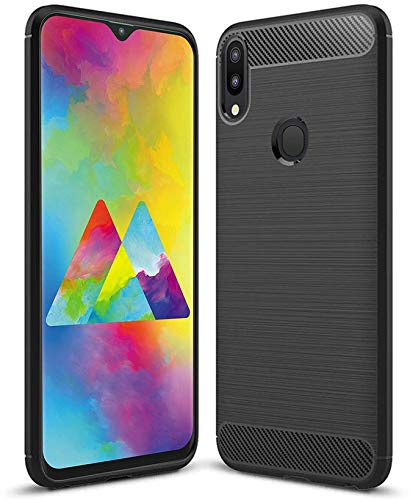 Product Cover KarpineⓇ Samsung Galaxy M20 Carbon Fiber Resilient Shock Absorption Case Back Cover Case for Samsung Galaxy M20 (Black)