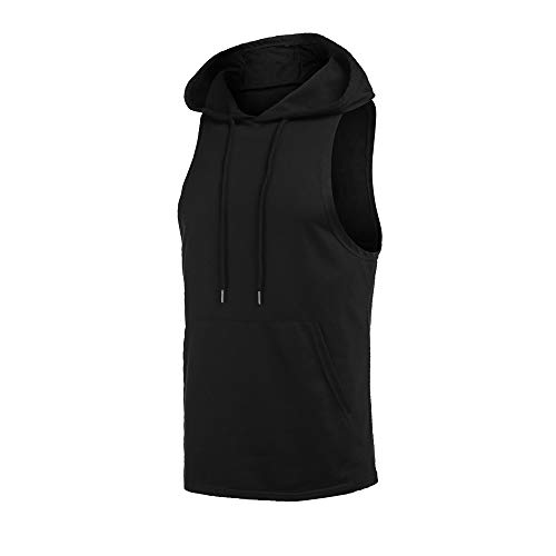 Product Cover poriff Mens Tank Top with Hood Pocket Gym Hoodie Workout Sleeveless Muscle Shirt