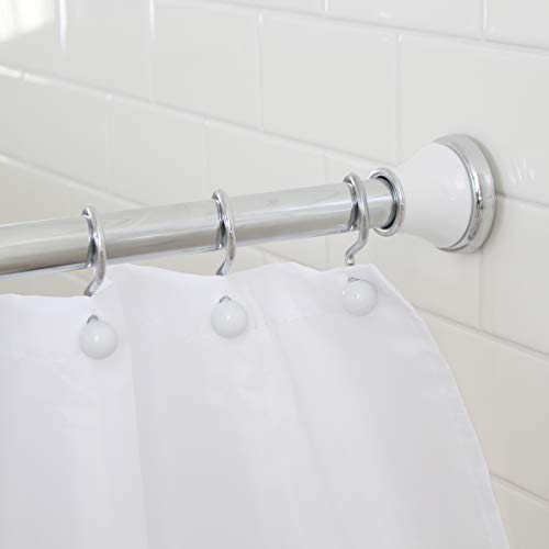 Product Cover Splash Home Regal Rust Resistant Strong Hold Constant Tension Bathroom Decorative Shower Curtain Rod, extendable 42