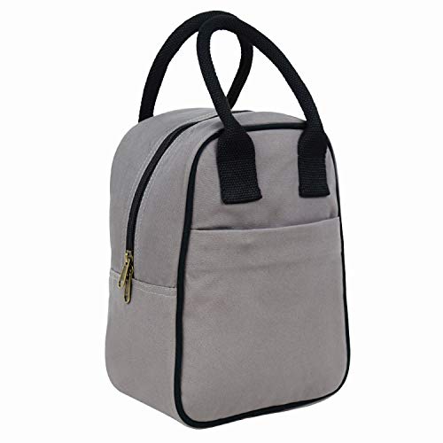 Product Cover FATMUG Insulated Lunch Bag for Office Women Men and Kids - Eco Friendly Canvas with Zips - Grey
