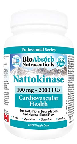Product Cover Nattokinase Supplement. Non-GMO Natto Extract Enzyme. 100 mg, 2000 FUs. 60 Veggie Caps (60-Day Supply)