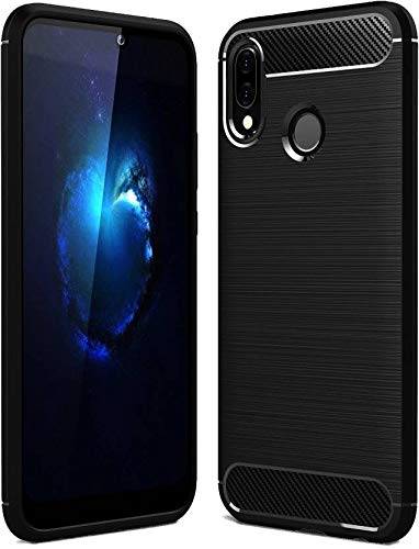 Product Cover BIGZOOK Rugged Shock Proof Brushed Carbon Fibre Texture [Anti Shock Corners] Impact Resistant Armour Slim Profile TPU Phone Back Case Cover for Samsung Galaxy M20 (Black)
