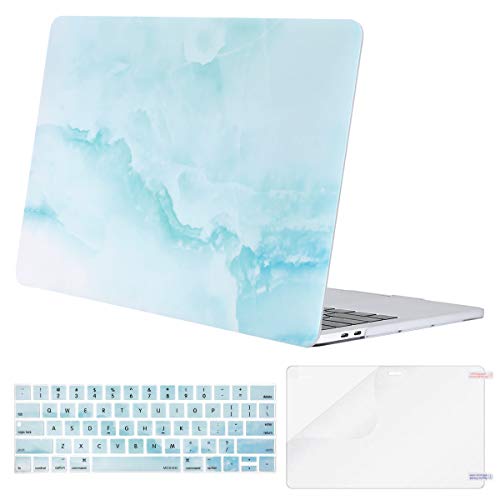 Product Cover MOSISO MacBook Pro 13 inch Case 2019 2018 2017 2016 Release A2159 A1989 A1706 A1708, Plastic Pattern Hard Shell & Keyboard Cover & Screen Protector Compatible with MacBook Pro 13,Hot Blue Cloud Marble