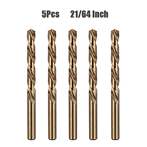 Product Cover Hymnorq 21/64 Inch Dia. x 4.6 Inch Long M35 Cobalt Steel Twist Jobber Drill Bits 5Pcs Pack, 135 Degree Split Point, Extremely Heat Resistant, for Stainless Steel and Cast Iron