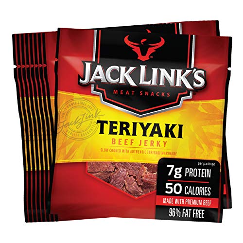 Product Cover Jack Link's Beef Jerky 20 Count Multipack, Teriyaki, 20, .625 oz. Bags - Flavorful Meat Snack for Lunches, Ready to Eat - 7g of Protein, Made with 100% Beef - No Added MSG or Nitrates/Nitrites