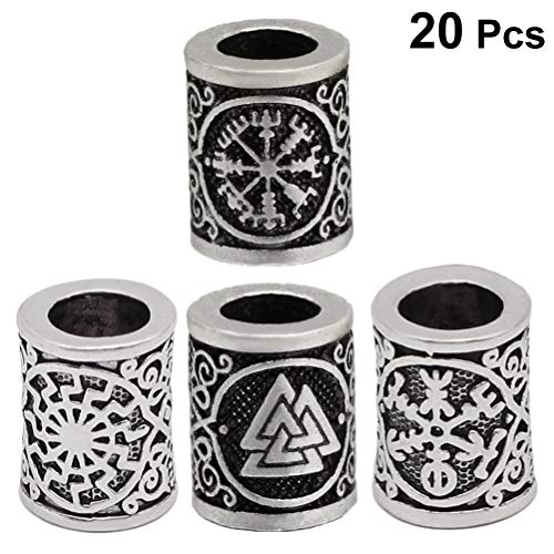 Product Cover Lurrose Viking Rune Beads Loose Ancient Silver Bronze Beads for Jewelry Findings Bracelet Hair Accessories 20pcs