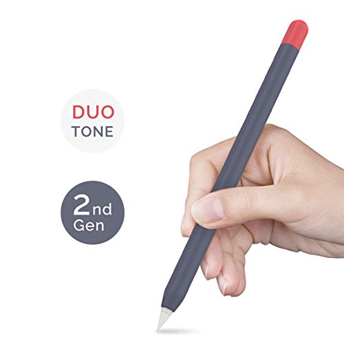 Product Cover AHASTYLE Duotone Case Silicone Skin Cover Compatible with Apple Pencil 2nd Generation, iPad Pro 11 12.9 inch 2018 (Midnight Blue, Red)