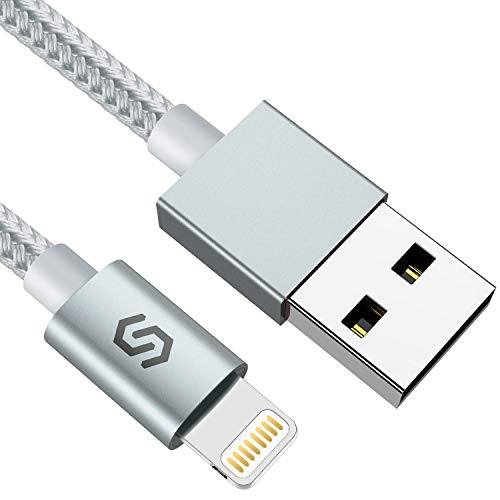 Product Cover Syncwire iPhone Charger Lightning Cable 3.3Ft, [Apple MFi Certified] Nylon-Braided High-Speed Sync&Charging Cord for iPhone 11/XS Max/XS/XR/X, 8 7 6S 6 Plus, SE 5S 5C 5, Ipad, iPod & More - Silver