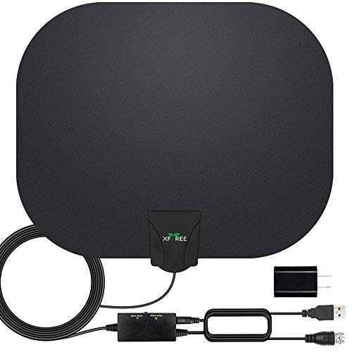 Product Cover HDTV Antenna, 2020 Newest Indoor Digital TV Antenna 130+ Miles Long Range with Amplifier Signal Booster 4K HD Free Local Channels Support All Television, 17ft Coax Cable