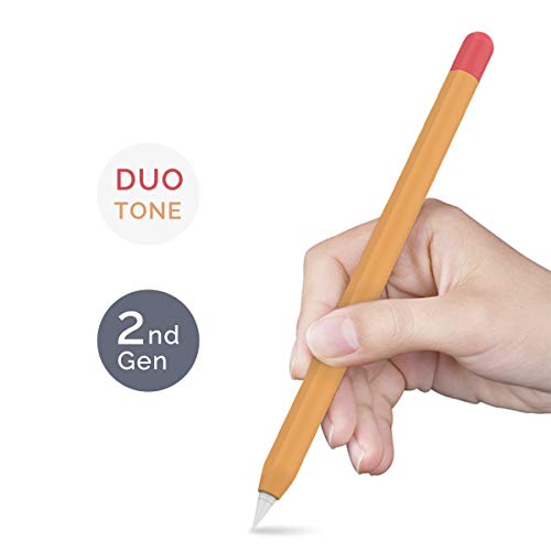 Product Cover AHASTYLE Duotone Case Silicone Skin Cover Compatible with Apple Pencil 2nd Generation, iPad Pro 11 12.9 inch 2018 (Orange, Red)