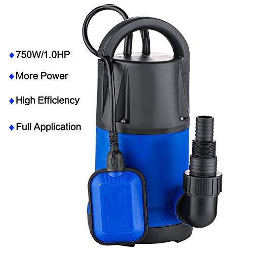 Product Cover Hosmat 1HP Sump Pump Clean/Dirty Submersible Water Pump with Float Switch for Swimming Pool Garden House (1 HP Blue)