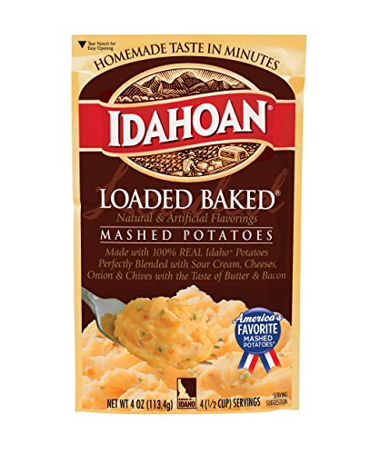 Product Cover Idahoan Loaded Baked Mashed Potatoes, Made with Gluten-Free 100% Real Idaho Potatoes, 12 (4 Servings) Pouches