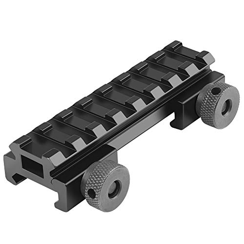 Product Cover Fyland Low Profile Picatinny Rail, Riser Mount with See Through Hole for Scopes/Optics and Red Dots, 0.5'' High, 3.35'' Long, 8 Slot