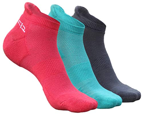 Product Cover Heelium Bamboo Women's Ankle Socks for Running Sports & Gym, Pink Teal & Grey, Anti Odour Breathable Durable Anti Blister Free Size (Shoe Size UK3 - UK7), Combo Pack of 3 Pairs