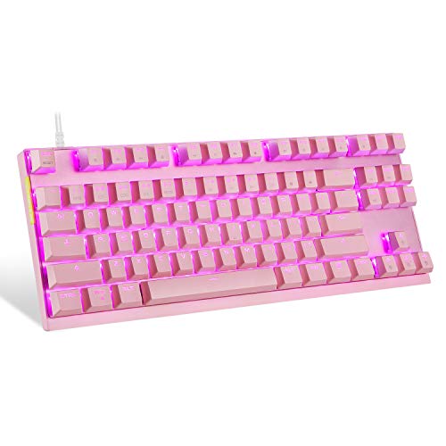 Product Cover MOTOSPEED Professional Gaming Mechanical Keyboard RGB Rainbow Backlit 87 Keys Illuminated Computer USB Gaming Keyboard for Mac & PC Pink